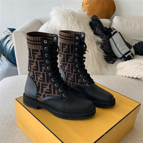 fendi rockoko knit sneaker|rockoko knit leather combat boots.